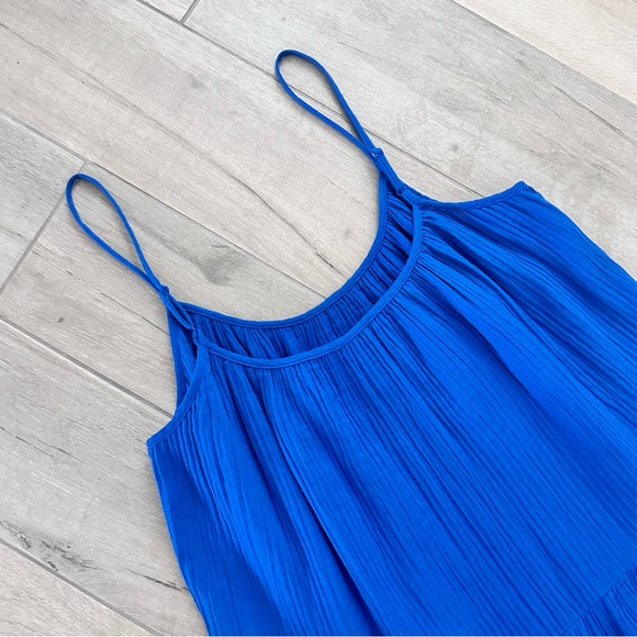 NWOT H&M blue tiered cotton maxi dress Medium - Picture 3 of 5